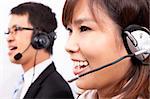 Happy business customer support girl with a headset