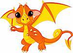 Illustration of Cute Cartoon baby dragon flaying