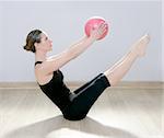 pilates woman stability ball gym fitness yoga exercises girl