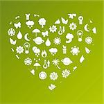 ecological heart made of icons