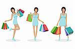 illustration of  urban lady standing with shopping bag