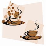 illustration of cup of hot coffee on abstract background