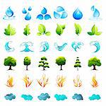 illustration of different element of nature on isolated background