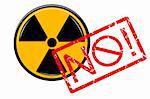 illustration of no with nuclear sign on white background