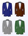 vector set of dinner tuxedo jackets in various colors