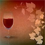 abstract grunge illustration with wineglass on red