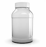 3d illustration of clear and blacnk medical bottle over white background