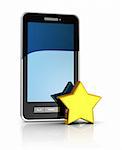 abstract 3d illustration of mobile phone and yellow star