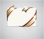 Wedding card - Golden ribbon around blank white paper, where you should write your text