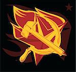 ussr symbol hammer and sickle on the flame star