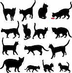 cats silhouettes collection - vector