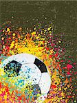 Splash grunge background with a soccer ball. EPS 8 vector file included