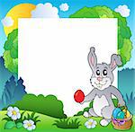 Easter frame with bunny and eggs - vector illustration.