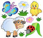 Various happy spring animals - vector illustration.
