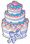 Wedding cake with ribbon - vector illustration.