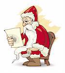 illustration of Santa Claus reading letter
