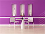 minimalist purple dining room with niche - rendering