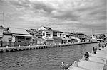 Cityscape of house with river under clouds in Malacca, Malaysia, asia