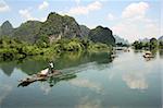 Bamboo rafts on the Li-river, Yangshou, China