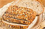 Healthy whole wheat bread in slices - close up