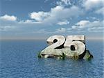 the number twenty five at the ocean - 3d illustration