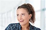 Young caucasian woman portrait, over white background