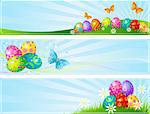 Illustrated set of three different Easter banners