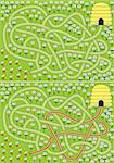 Easy bees maze for kids with solution