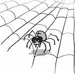 A simple monochrome vector image - a stylized spider and web