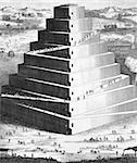The Tower of Babel on engraving from 1733. Engraved by Isaac Basire.