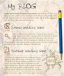 Blog web site template - with crumpled paper as a background