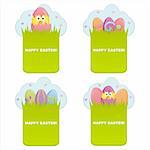 set of 4 colorful easter banners