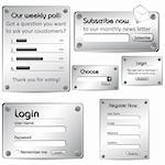 illustration of set of web form templates in metallic look on isolated background