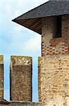 Roof of Khotyn Fortress (Chernivtsi Oblast, Ukraine). Construction was started in 1325, while major improvements were made in the 1380s and in the 1460s.