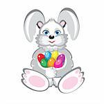 Bunny With Easter Eggs. Illustration on white background