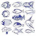 Tropical Fish Set. Raster version. Vector version is in my gallery.