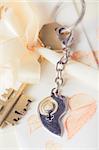 Key with heart pendant and romantic letter