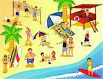 Vector illustration of people at beach