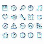 web blue icons against white background, abstract vector art illustration