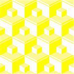 yellow abstract cubes, seamless art illustration