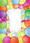 Birthday Frame with Balloon, Streamer and confetti, element for design, vector illustration