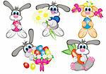 Set of Bunny With Easter Eggs. Raster version. Vector version is in my gallery.