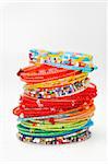 many colorful fashion bracelets