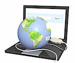 Conceptual image - global communication. Laptop and Earth