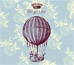 Vector vintage card with baloon