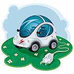Green Energy Car. Vector Illustration