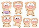 Cute cartoon design elements set - Pig