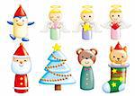 Cute cartoon design elements set - Christmas toy