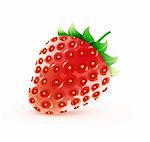 Vector illustration of cool fresh ripe sweet strawberry isolated on white background