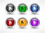 Color metal buttons for web. Vector illustration.